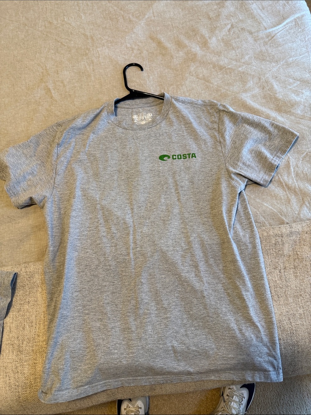 Costa Gray Short Sleeve Tee with Green Logo